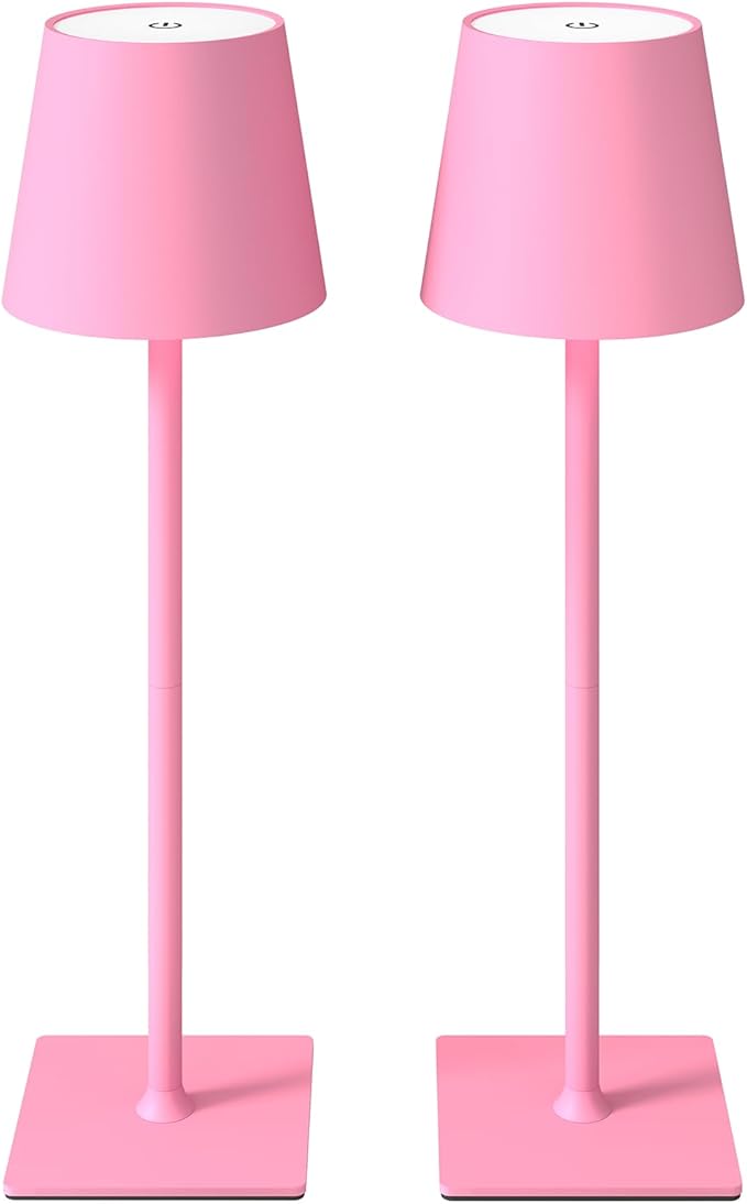 2 Pack Cordless Table Lamps, 3 Colors Stepless Dimming, 5000mAh Rechargeable by CHLORANTHUS