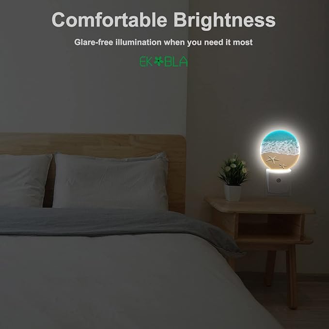 EKOBLA Ocean Night Light, Beach Sand Sea Waves Plug-in Night Lights - Image 4