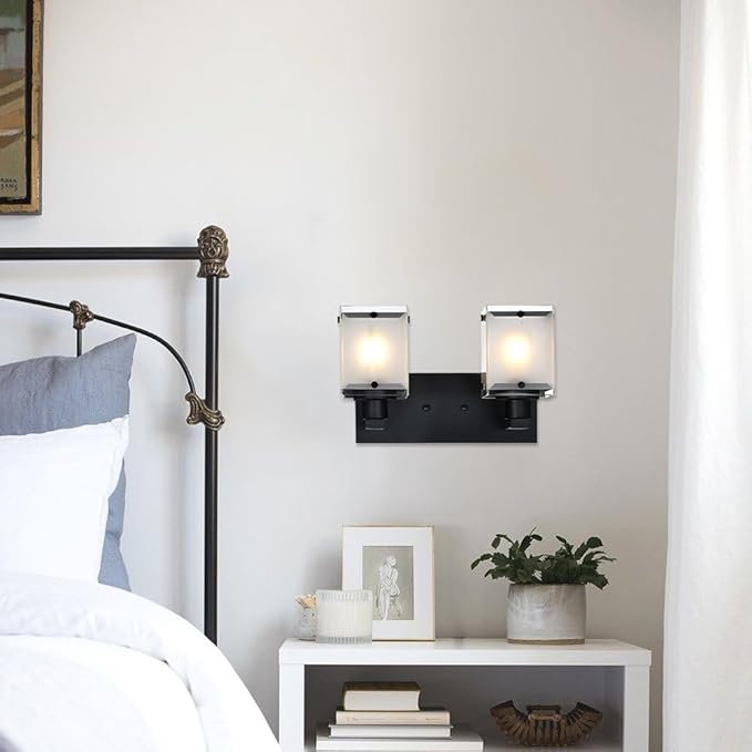 Black Wall Sconce Lighting, 2-Light Bathroom Vanity Light Fixture Wall Mount - Image 6