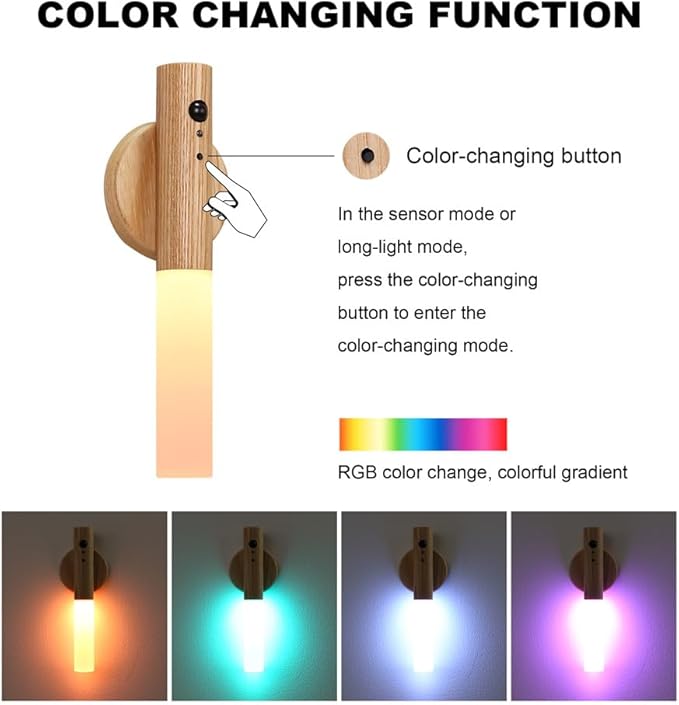 LANDGOO Motion Sensor Night Light RGB & Touch Control | USB-C Rechargeable Ash - Image 6