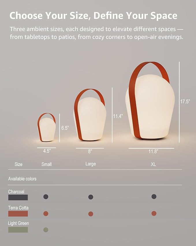 Cordless Lamp for Patio Decor, Patio Lights Outdoor Waterproof IP65, - Image 9