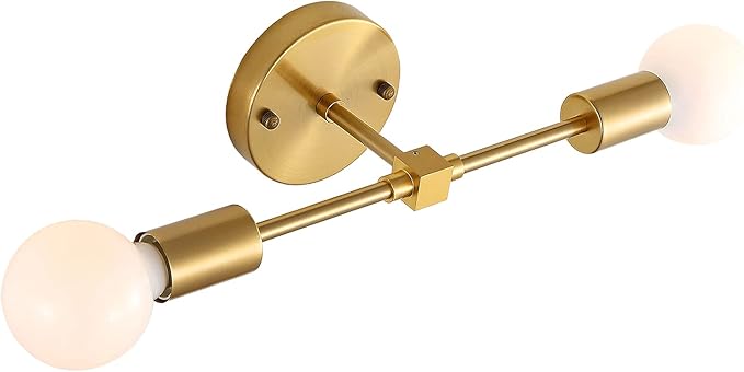 Brushed Brass Wall Sconce 2 Lights Bathroom Vanity Modern Industrial Wall Lamp by BAODEN