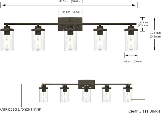 Modern Bathroom Vanity Light Fixtures Oil Rubbed Bronze Finished 5-Light - Image 7