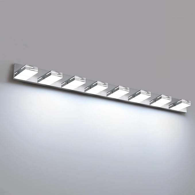 LED Modern Bathroom Vanity Light Fixtures, 8-Light 55-inch Dimmable Chrome by LKHF