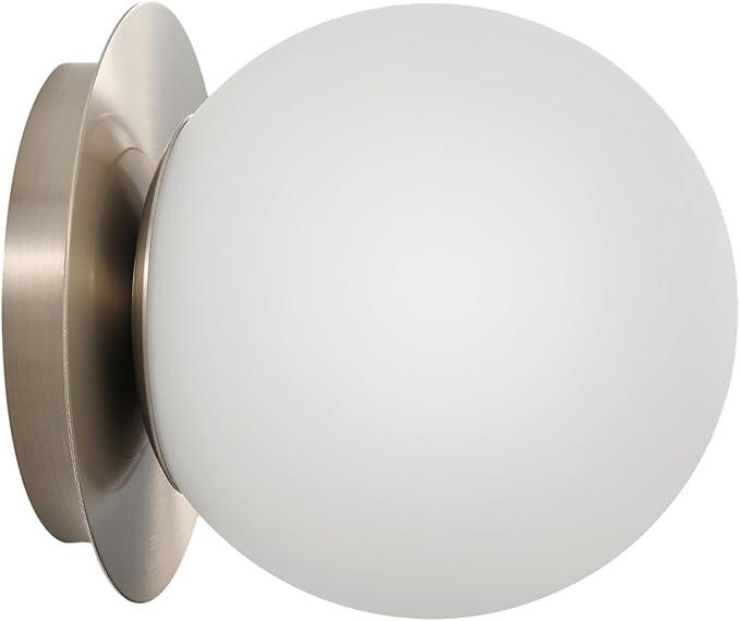 Modern Glass Globe Wall Sconce: Brushed Nickel Single Light by FeaseyFeaturedProducts