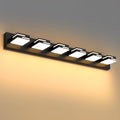 LED Modern Bathroom Vanity Light Fixtures 6-Light 5CCT Dimmable Matte Black by LKHF