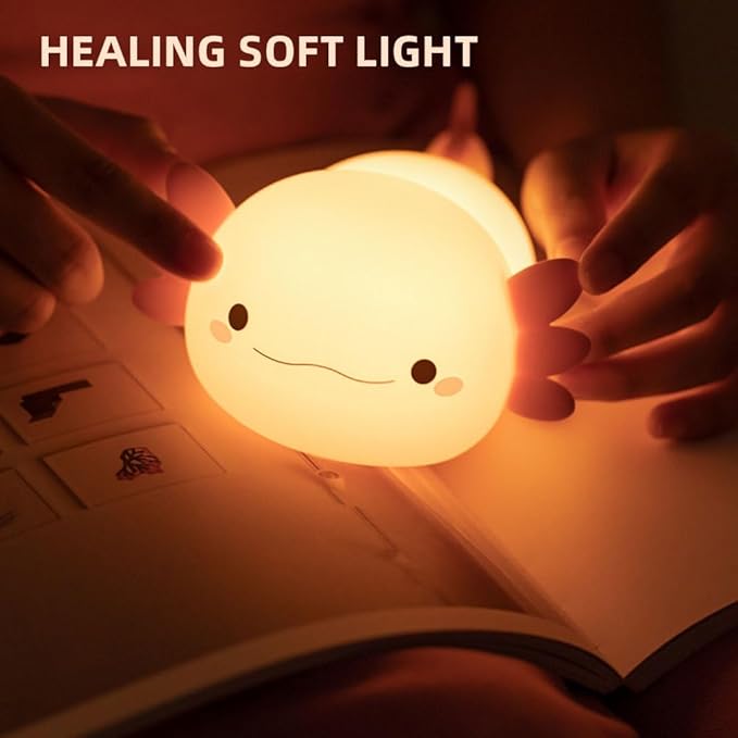 Axolotl Night Light – Cute Rechargeable Dimmable Silicone Lamp, Kawaii Room - Image 3
