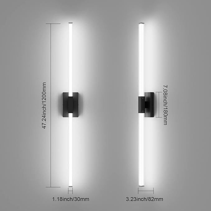 Ralbay 48inch Black Bathroom Vanity Lights Bar 36W Modern LED Matte Black - Image 5