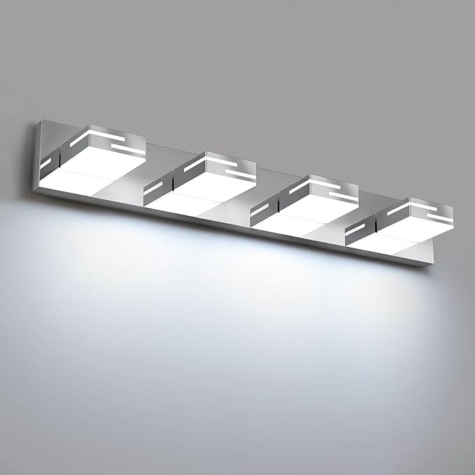 LED Modern Bathroom Vanity Light Fixtures, 4-Light 28-inch Dimmable Chrome by LKHF