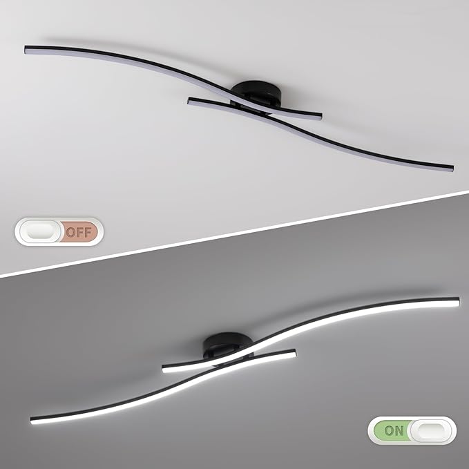 47.24inch Linear Ceiling Light Black Modern LED Ceiling Light Fixture 6000K - Image 7