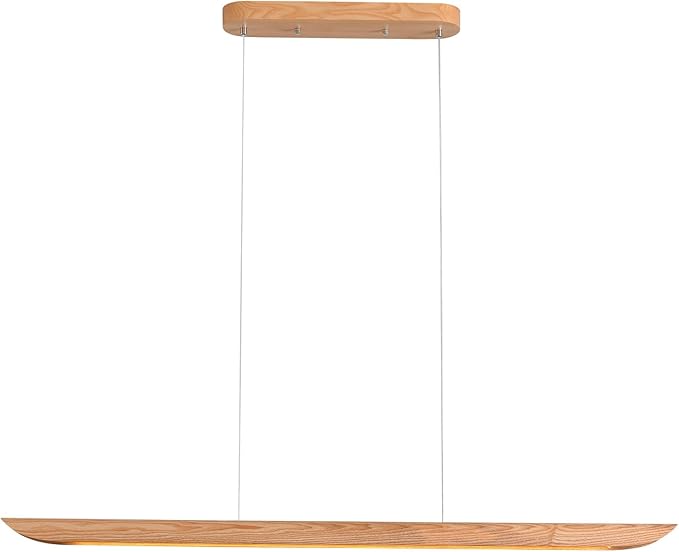 47" Wood Linear Pendant Light LED Pendant Lights Dimmable Pool Table Island by QJCMUUYI
