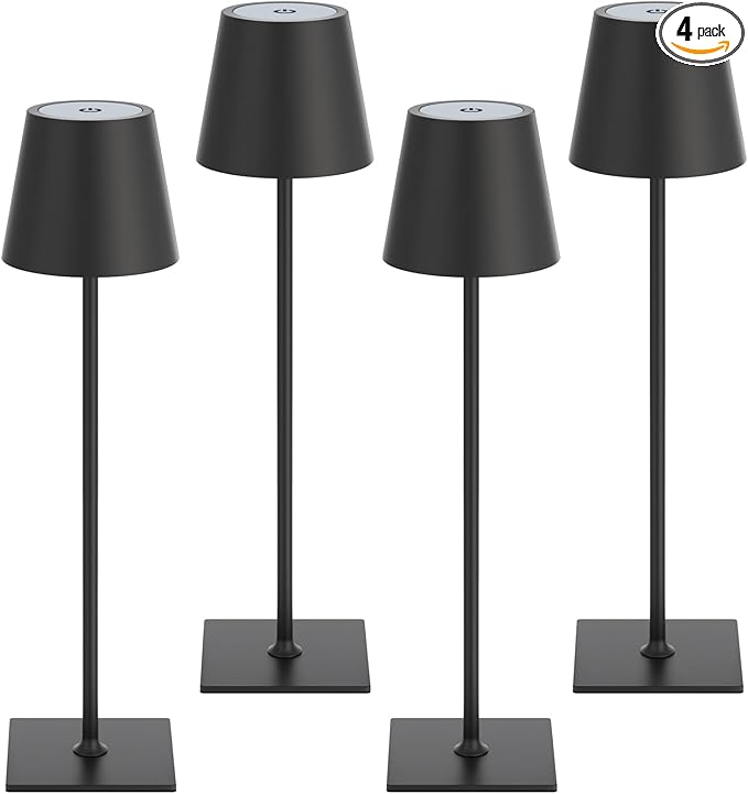 Kakanuo Cordless Rechargeable Table Lamp Black 5000mAh Battery Operated Lamps by KakanuoLightings