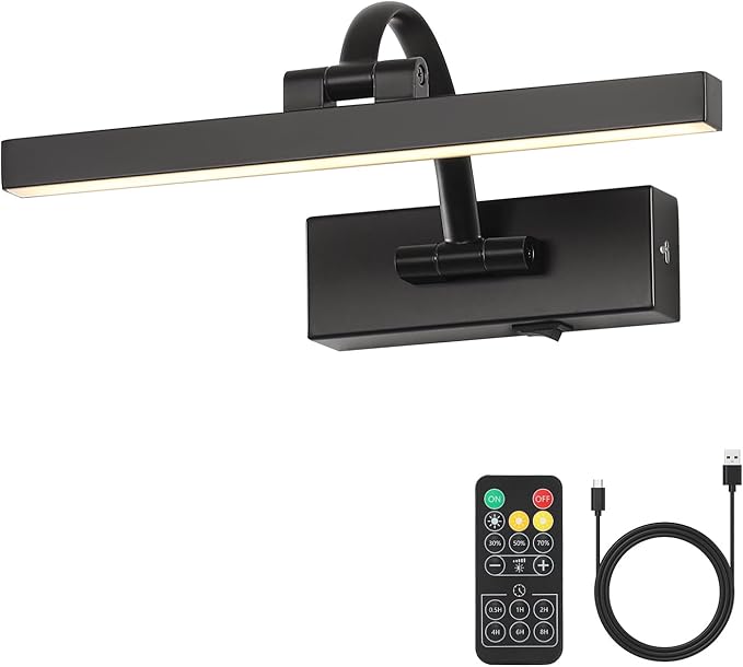 Picture Lights for Wall Battery Operated, Wireless Black Art Lighting for by DESOOP