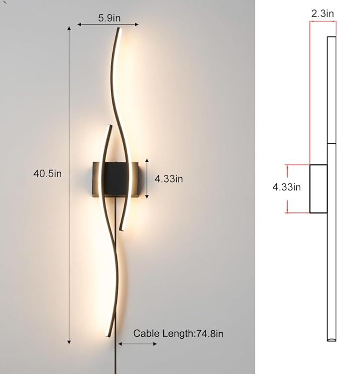 Modern Plug in Wall Sconces Set of Two, RC Dimmable LED Plug in Wall Light - Image 9
