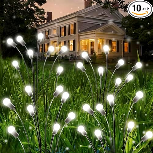 OZS 10 Pack Total 80 LED Solar Firefly Lights Fairy Outdoor by OZS