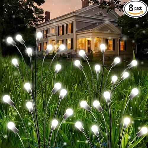 OZS 8 Pack Total 64 LED Solar Firefly Lights Fairy Outdoor by OZS