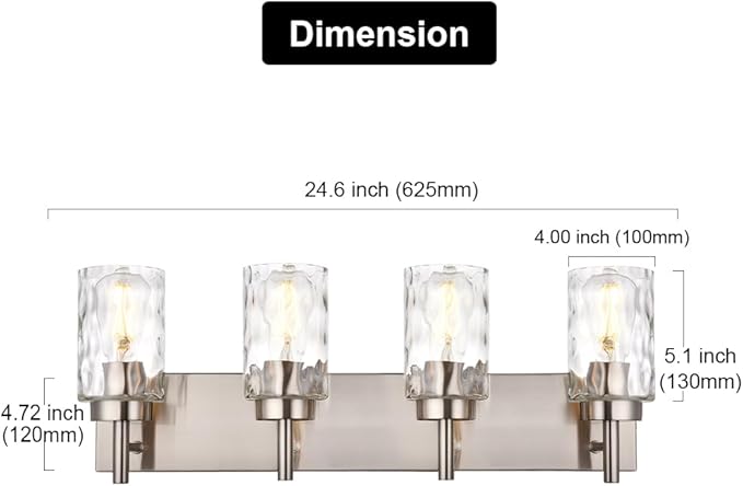 BONLICHT Bathroom Vanity Light Fixtures Brushed Nickel 4-Light - Image 4