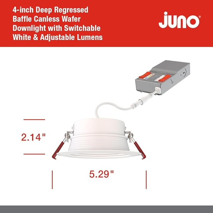 Juno Canless LED Wafer Light, Round Wafer Downlight, 5-in-1 Switchable White - Image 5