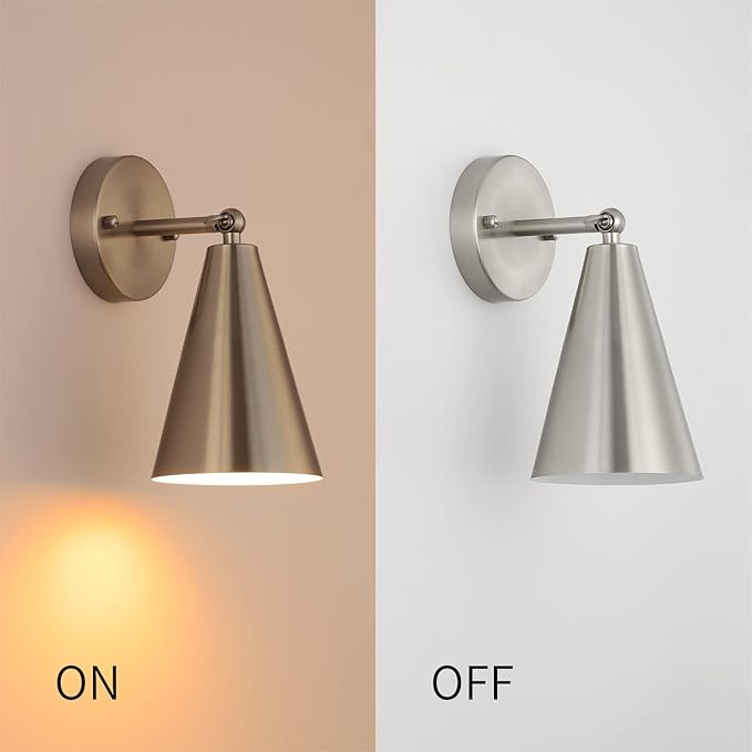 MWZ Brushed Nickel Wall Sconce Set of Two, Modern Sconces Wall Lighting Fixtures - Image 7
