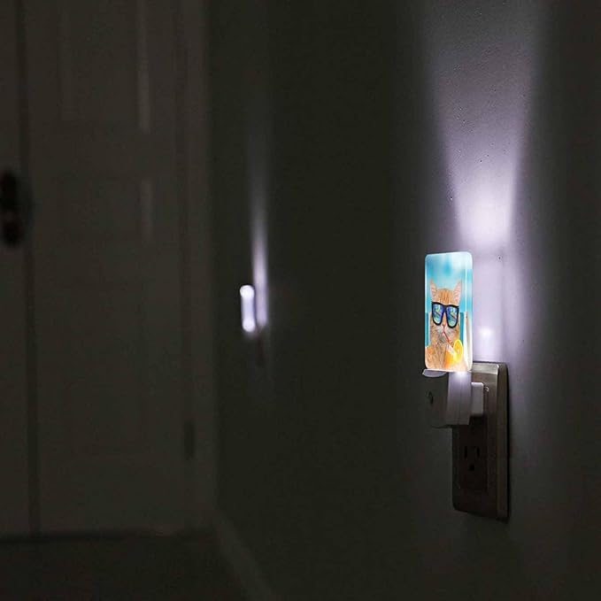 LED Night Light, Funny Cat Sunglasses Relaxing Vacation On Blue Sea LED Night - Image 6