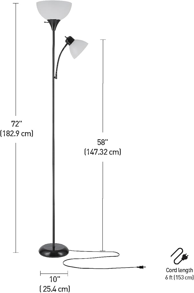 GLOBE Electric 67135 72" Torchiere Floor Lamp and Adjustable Reading Light - Image 8
