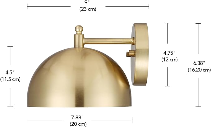 GLOBE Electric 65000048 1-Light Wall Sconce, Brushed Brass, Wall Lights - Image 9