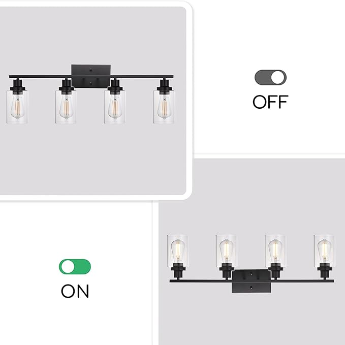 MELUCEE 4 Lights Sconces Wall Lighting Black - Image 8