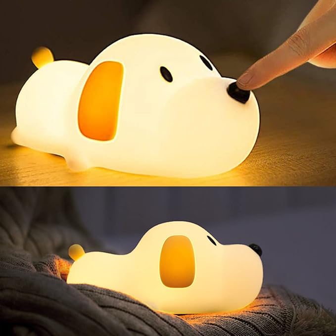 HAPPYBAG Kids Night Light, Cute Soft Silicone Dog Lamp Dimmable Nursery by HAPPYBAG