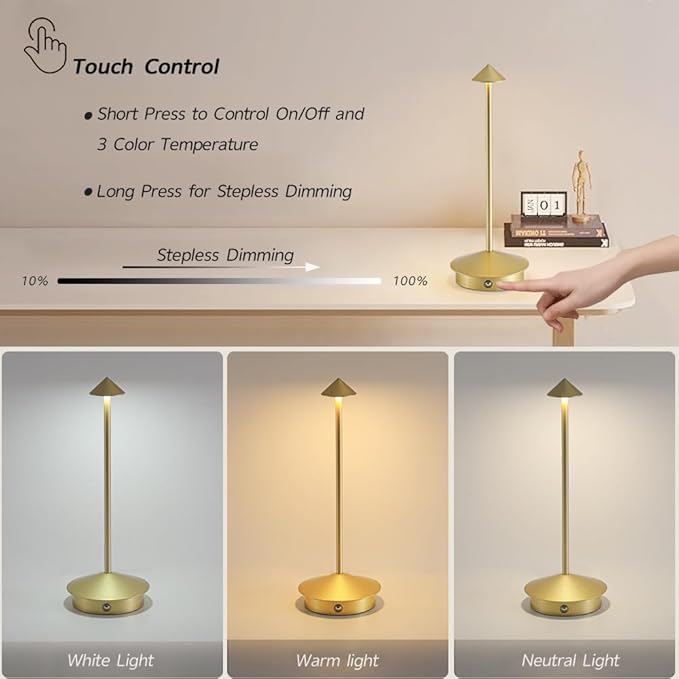 EJQ 2 Pack LED Rechargeable Cordless Table Lamps, Portable Outdoor 5000mAh - Image 3