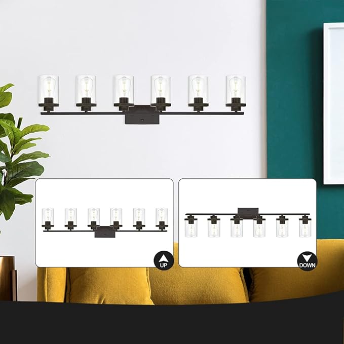 Farmhouse Vanity Lighting Fixtures Oil Rubbed Bronze 6 Light - Image 4