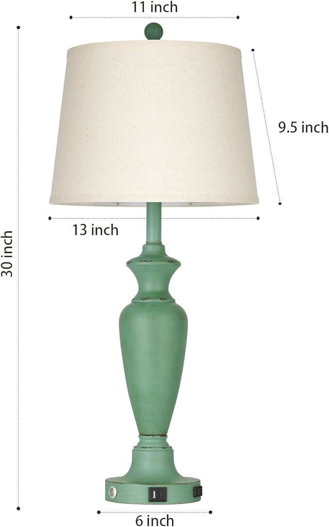 30" Tall Metal Table Lamps Set of 2, Touch Control Bedside Lamps - Image 7