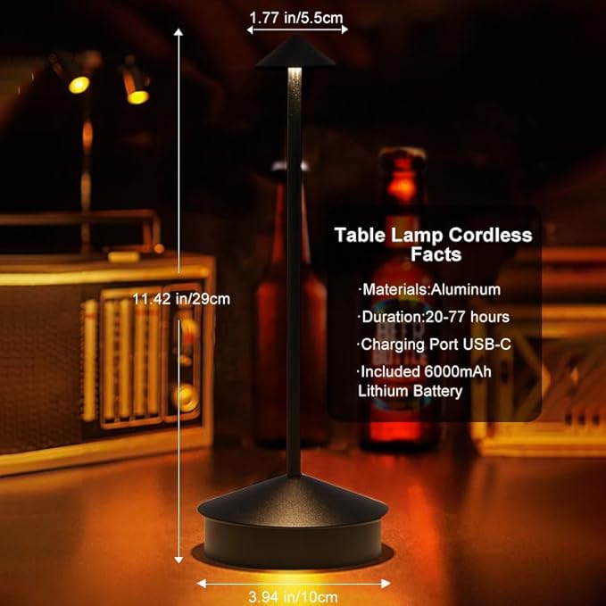 Cordless Table Lamp, 6000mAh Rechargeable Table Lamps, Portable Touch LED Lamp - Image 4