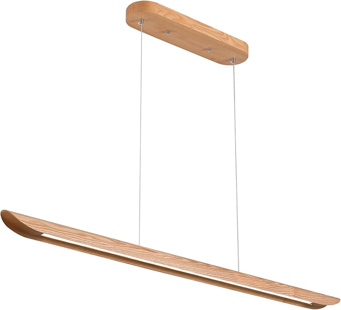 71" 40W Wood LED Linear Pendant Light Fixture, Dimmable Pool Table Island Lights by QJCMUUYI