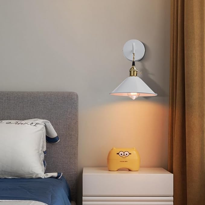 Plug-in Wall Lamp with Umbrella Shade, Bright White Wall Light Fixture Set of - Image 2