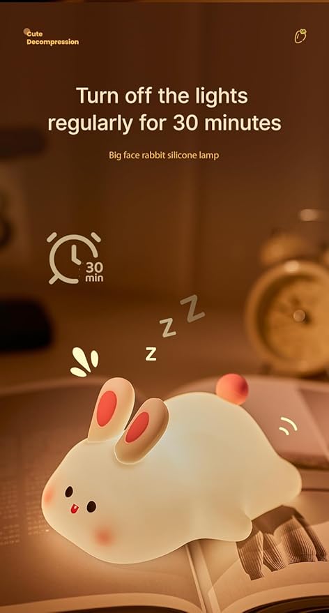 Bunny Night Light for Kids, Cute Rabbit Night Lamp, Soft Toddler Nightlight - Image 3