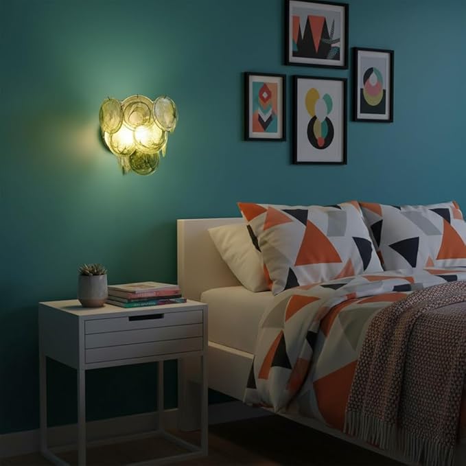 Modern Artistic Wall Sconce, Iridescent Layered Glass Disc Wall Lamp, Unique - Image 5