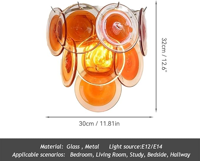 Modern Artistic Wall Sconce, Iridescent Layered Glass Disc Wall Lamp, Unique - Image 8
