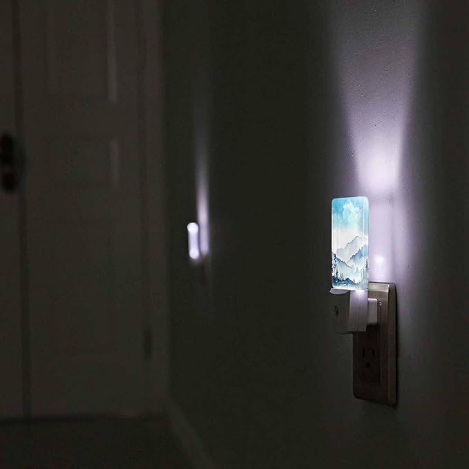 LED Night Light, Mountains Landscape Sky Grasses Trees LED Night Light Plug - Image 6