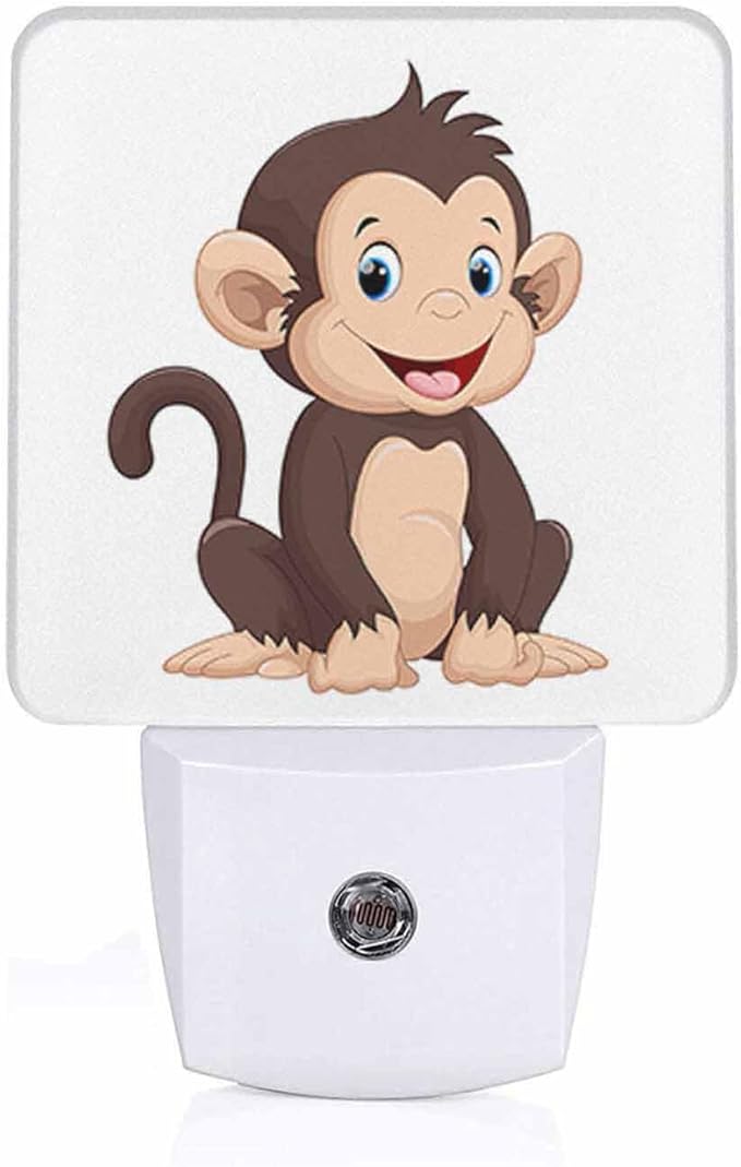 LED Night Light, Cute Cartoon Brown Smiling Monkey LED Night Light Plug into by Unknown
