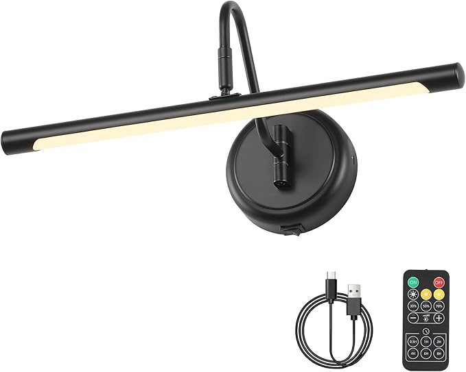 JOOSENLUX Modern Wall Lights Battery Operated Black Wireless Picture Lights by HOME