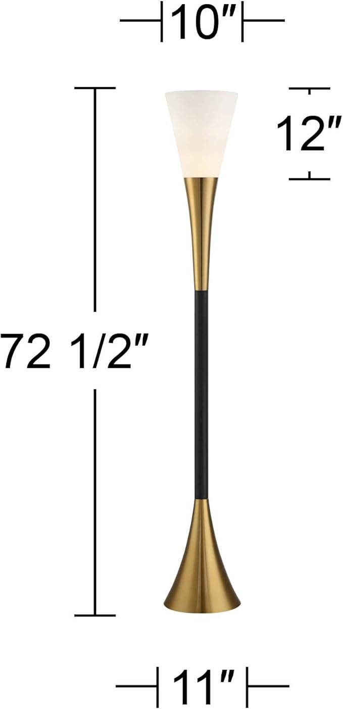 Possini Euro Design Piazza Mid Century Modern Glam Style Torchiere Floor Lamp - Image 4