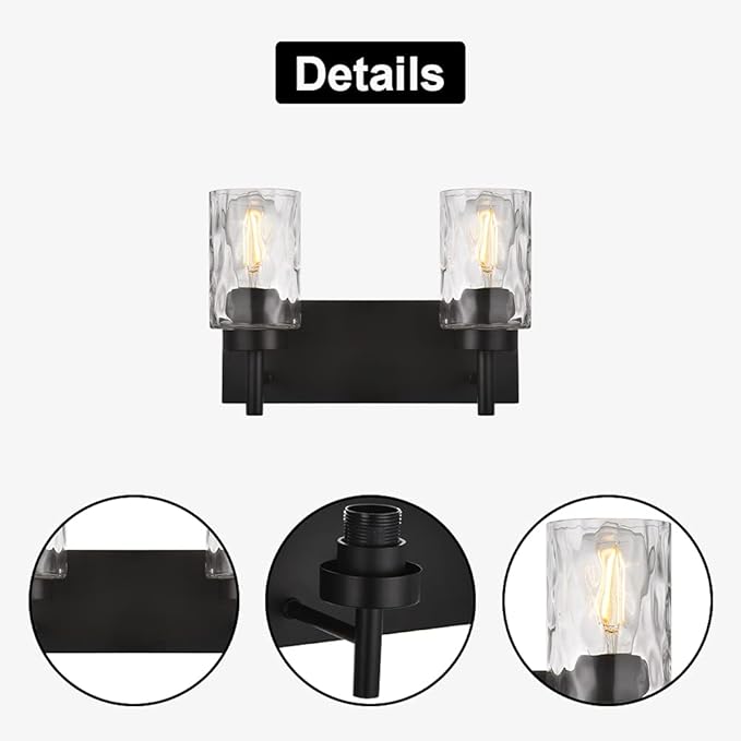 BONLICHT 2 Light Farmhouse Wall Sconce Vanity Lights Modern Black Bathroom - Image 8