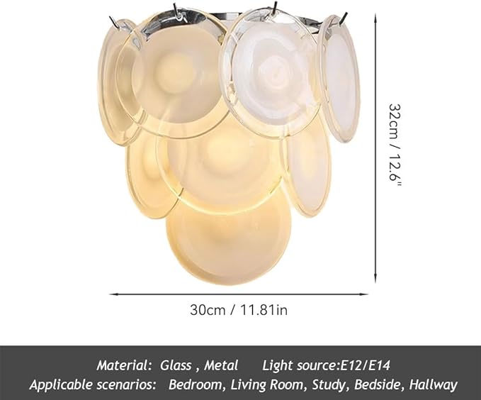 Modern Artistic Wall Sconce, Iridescent Layered Glass Disc Wall Lamp, Unique - Image 8