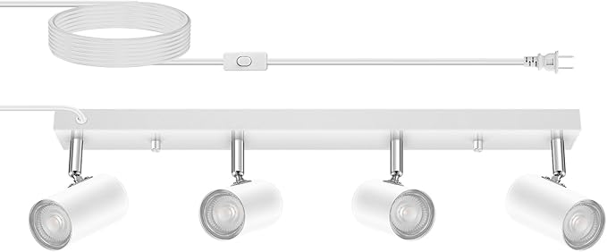 4 Light Track Lighting Kit, Industrial LED Wall Light by HOME