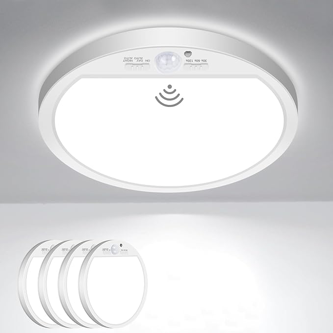 slochi 4Pack Motion Sensor Light Indoor Wired, 8.7 Inch 3000K/4000K/6500K by CeilingLights