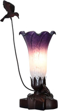 Bieye LL102 Hummingbird Flying Over Lily Flower Blown Glass Table Lamp by Bieye