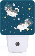 Cute Husky Astronauts on Space Night Light, Plug-in Night Lights by Unknown