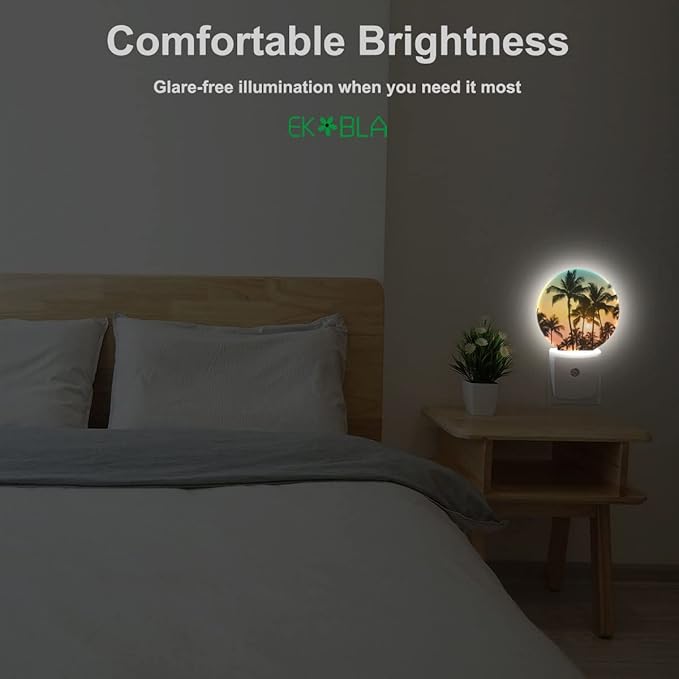 EKOBLA Palm Tree Night Lights Plug into Wall Beach Sunset Plug-in Nightlights - Image 4