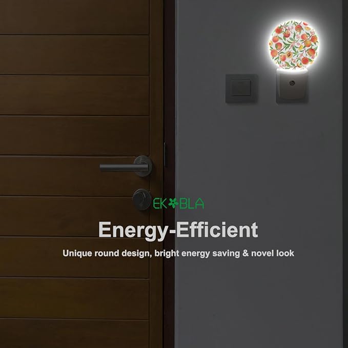 EKOBLA Peach LED Night Light Vibrant Cute Fruits Bright Colorful Design Dusk to - Image 8