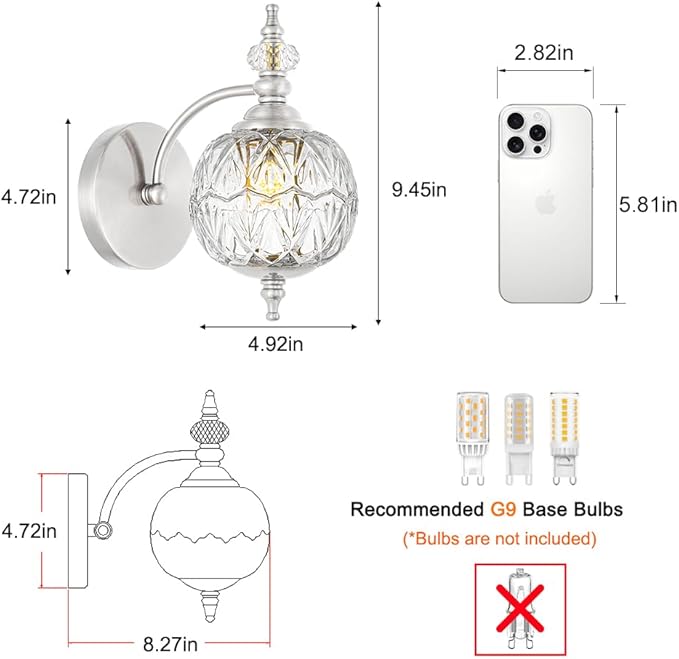 Brushed Nickel Bathroom Wall Sconce Vintage Style - Image 7